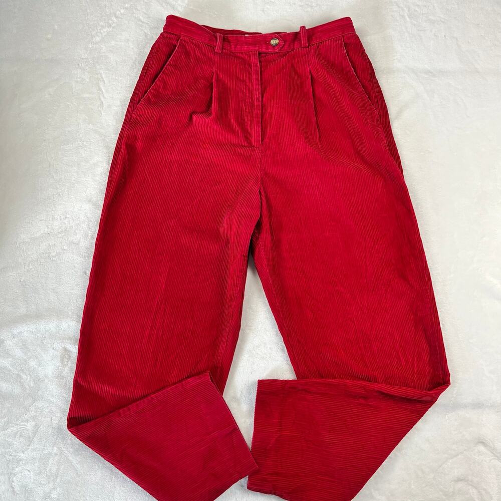 Talbots women's Red Corduroy Pleated Front Tapered Leg Pants size 10